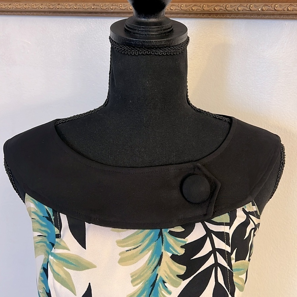 AB Studio Tropical Form Fitting Spandex Midi Dress, Sz. 2. - Picture 3 of 11